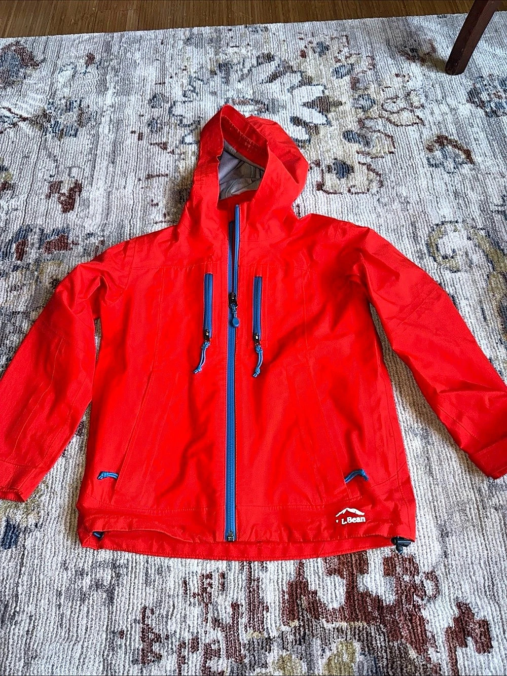 L.L.Bean Double Up Outerwear System Rain Jacket Red & Gray